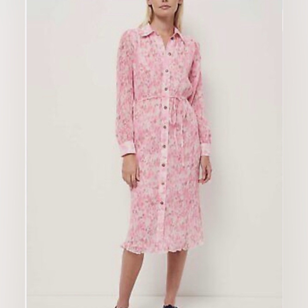 GANNI sweet lilac floral georgette midi shirt dress 34